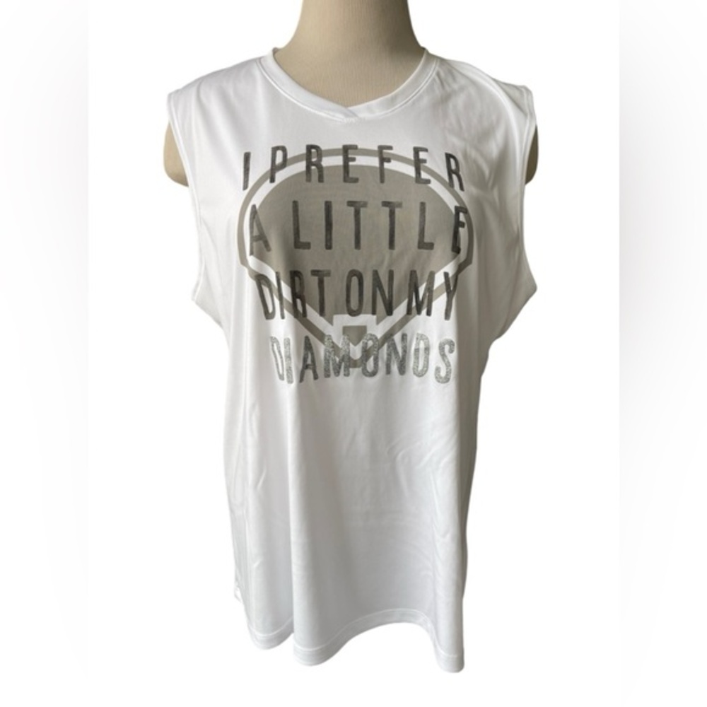 ADIDAS White DriFit Quick Dry Sleeveless V Neck Softball Shirt Size XL‎